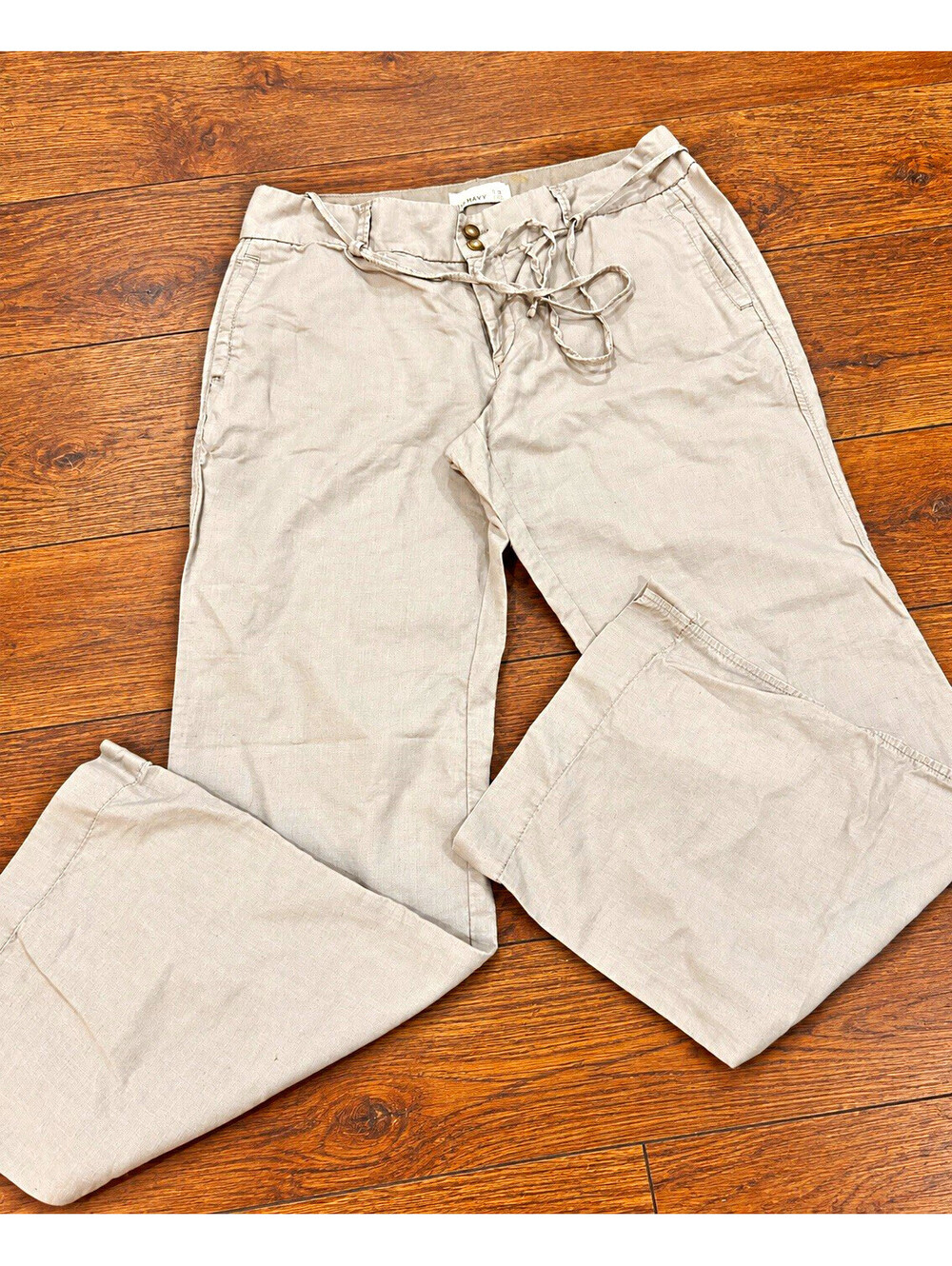 Women’s Gray Solid Cargo Pants Pockets Button Closure Regular Size 8